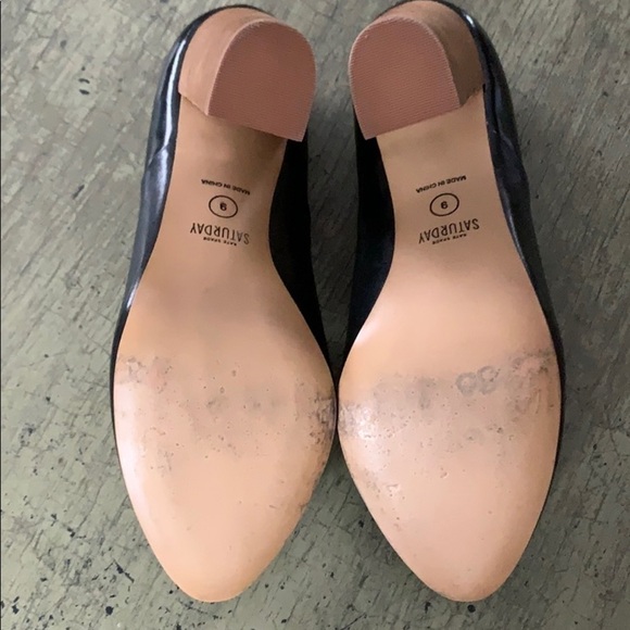 KATE SPADE SATURDAY Black Leather Block Heel Shoes - Picture 7 of 16